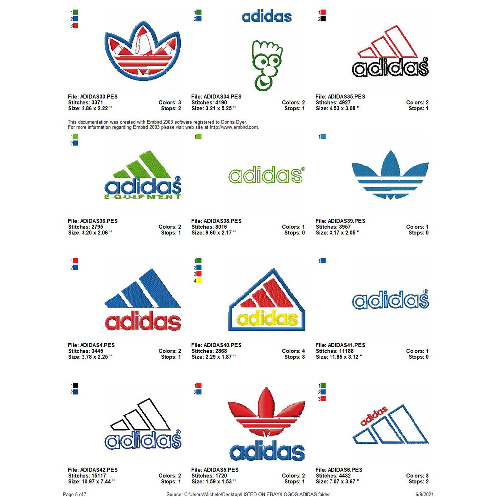 74 ADIDAS LOGOS Embroidery Machine Designs 4