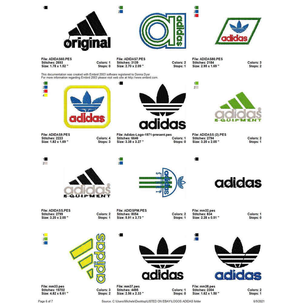 74 ADIDAS LOGOS Embroidery Machine Designs 5
