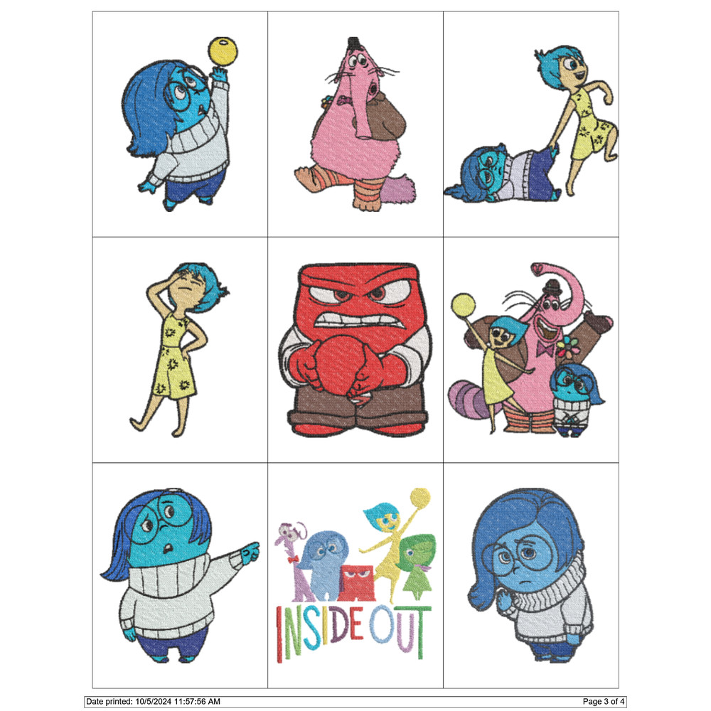 INSIDE OUT CARTOON CHARACTERS Embroidery Machine Designs PES JEF HUS DST EXP VIP XXX 2