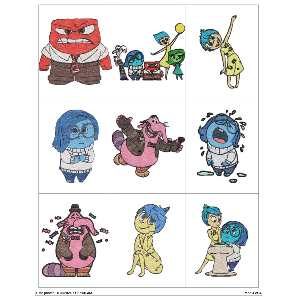 INSIDE OUT CARTOON CHARACTERS Embroidery Machine Designs PES JEF HUS DST EXP VIP XXX 3