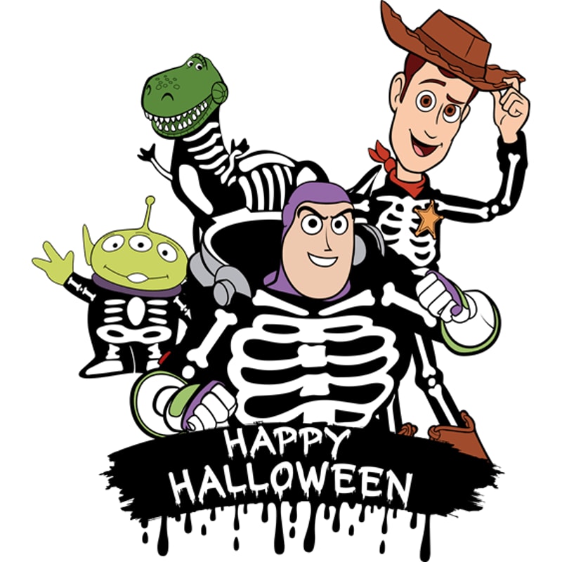 Happy Halloween Toy Story Characters Tshirt Design PNG Digital 0