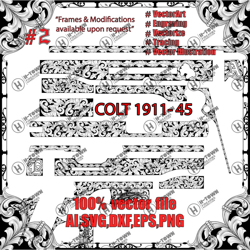 COLT 1911 45 Scroll Design 0