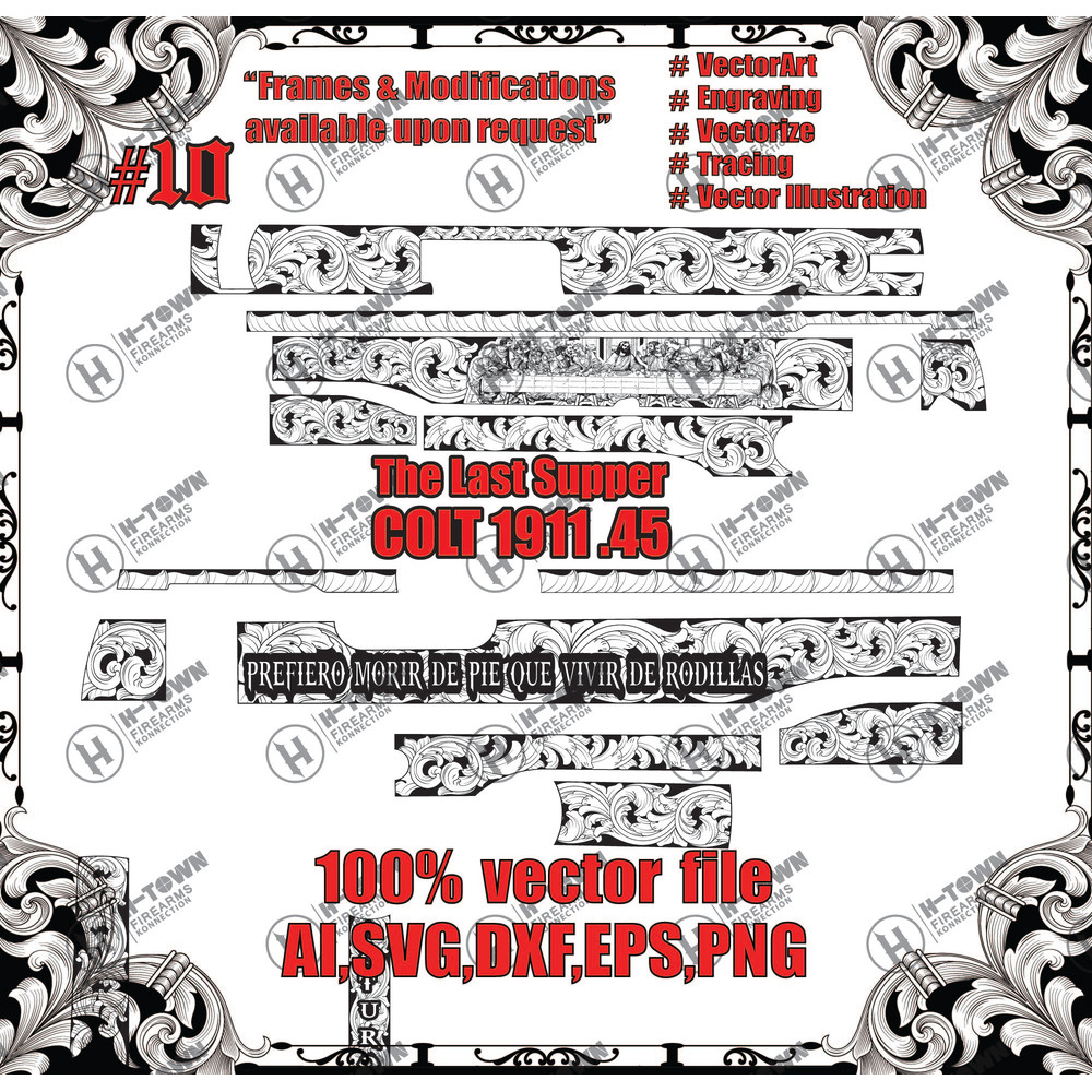 Colt 1911 45 The Last Supper With Scroll Design 0