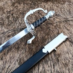 stainless steel sword with leather and wood scabbard | gift for him | movie sword