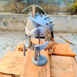 carbon steel helmet with stand gift for him | birthday gift | adult size helmet