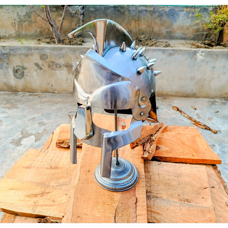 Carbon Steel Helmet With Stand Gift For Him Birthday Gift Adult Size Helmet 0