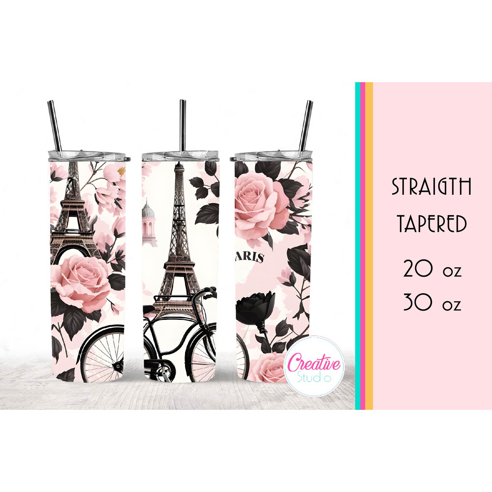 Tumbler Sublimation Design Paris Vintage Straight And Tapered Tumbler Wrap 0
