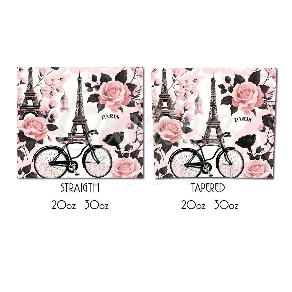Tumbler Sublimation Design Paris Vintage Straight And Tapered Tumbler Wrap 1
