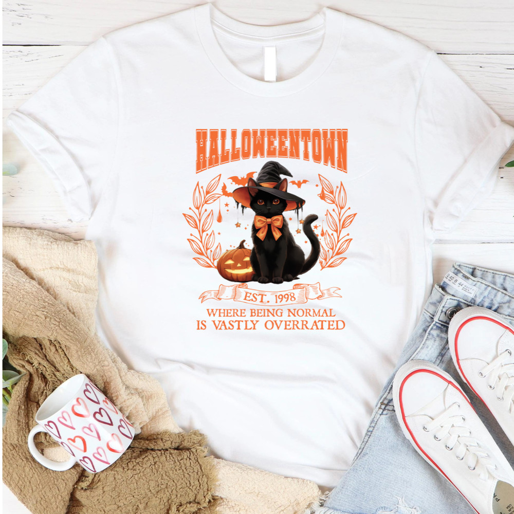 Retro Vintage Halloweentown Black Cat EST 1998 Halloween Pumpkins Black Cat Fall Pumpkin Season PNG 0
