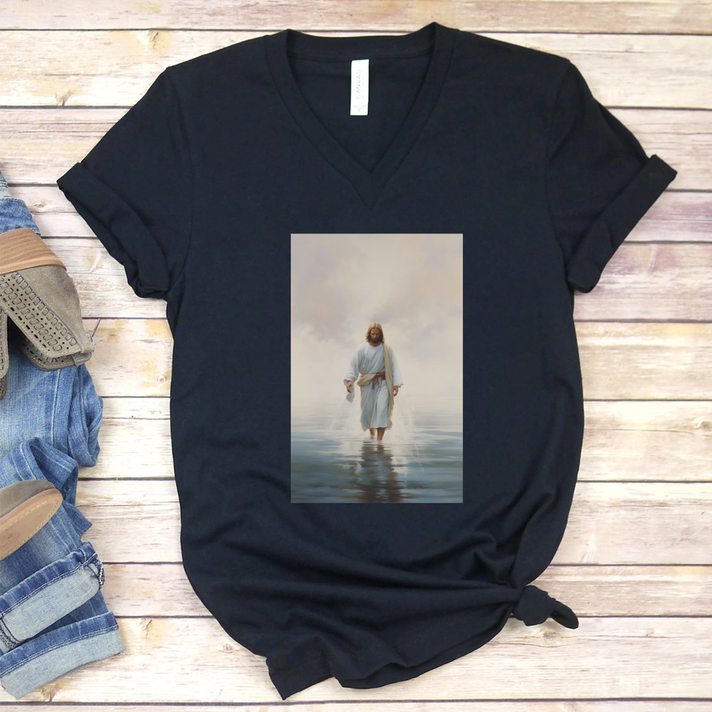 Jesus Walking On Water Oil Painting PNG 0