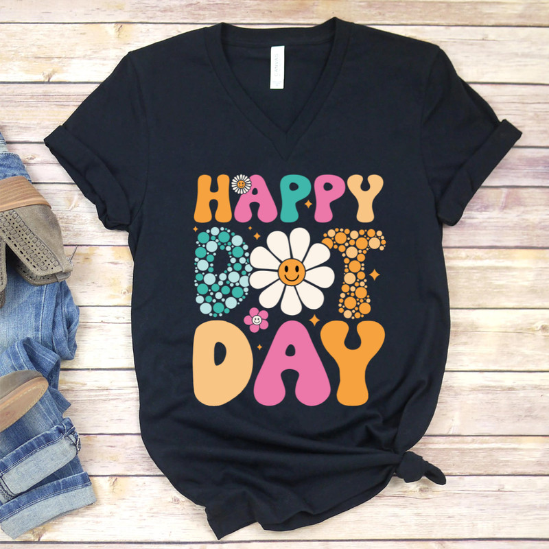 Happy Dot Day Hippie Flowers Smile Face Groovy Teacher Kids PNG 0