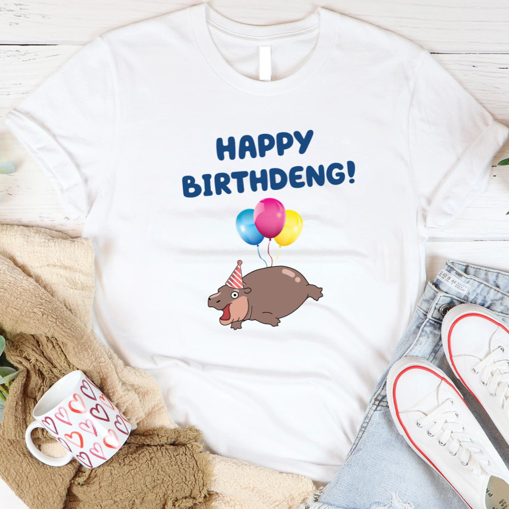 Happy BirthDENG Funny Moo Deng Funny Cute Animal Meme PNG 0