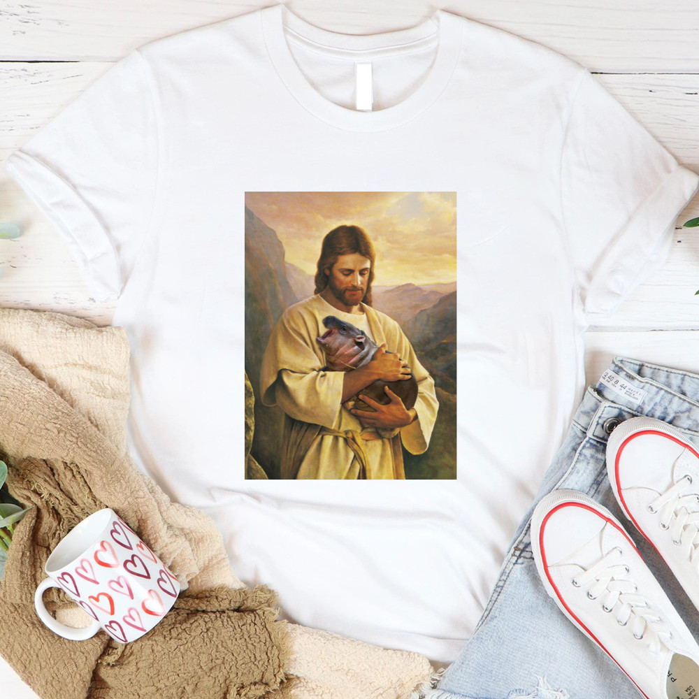 Jesus Moo Deng Bouncy Pig Cute Baby Hippo PNG 0