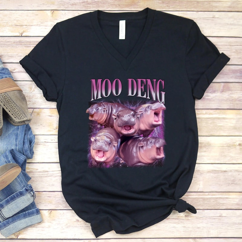 I Love Moo Deng Bootleg I Love You Bouncy Pig The Cute Baby Hippo PNG 0