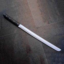 custom handmade d2 tool steel hunting sword, katana micarta handle with sheath.