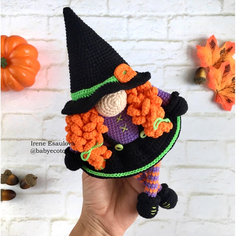 Crochet Amigurumi Pattern Halloween Witch Gnome PDF Pattern 3