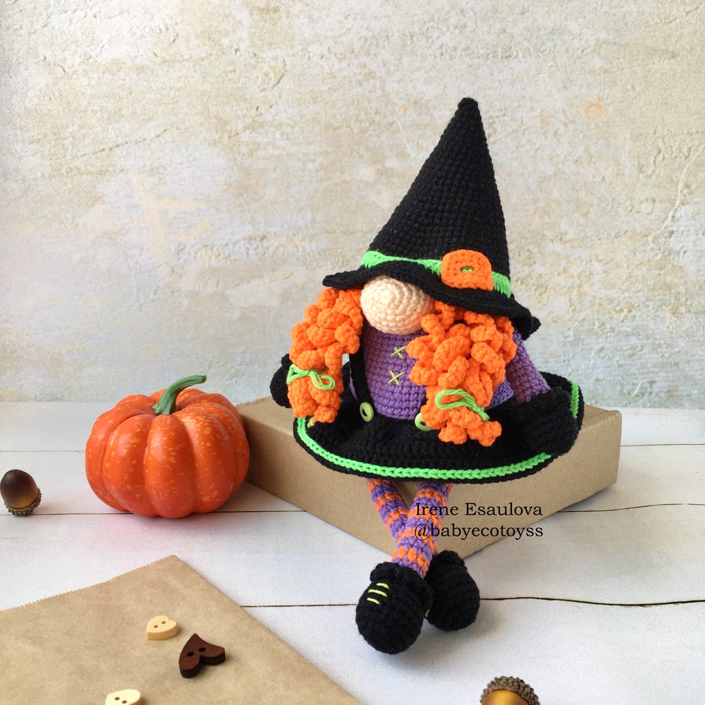 Crochet Amigurumi Pattern Halloween Witch Gnome PDF Pattern 4