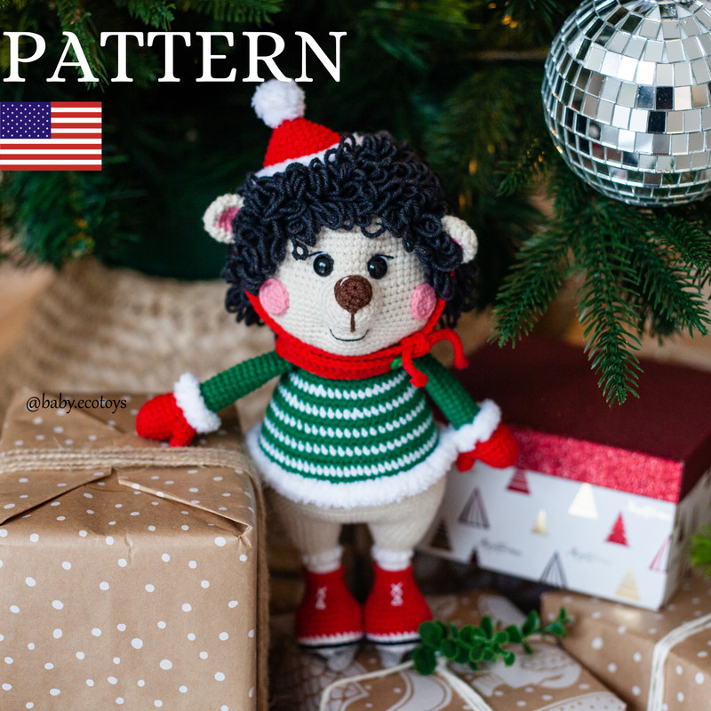 Crochet Amigurumi Pattern Christmas Hedgehog Peter PDF ENGLISH Pattern 0