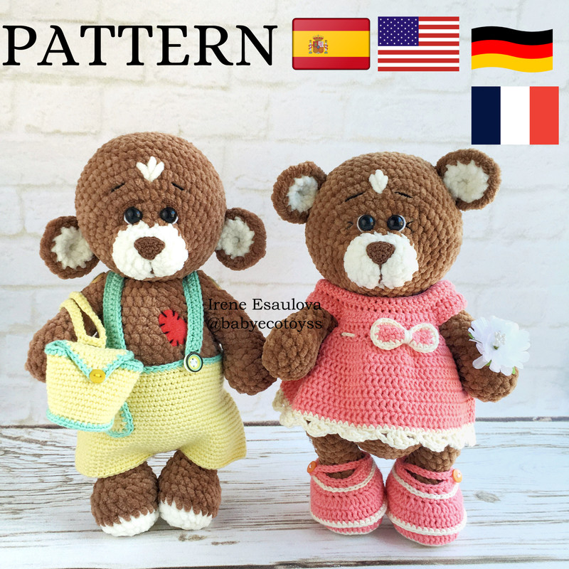 Crochet Amigurumi Pattern Teddy Bear Brownie With Crochet Outfit 0