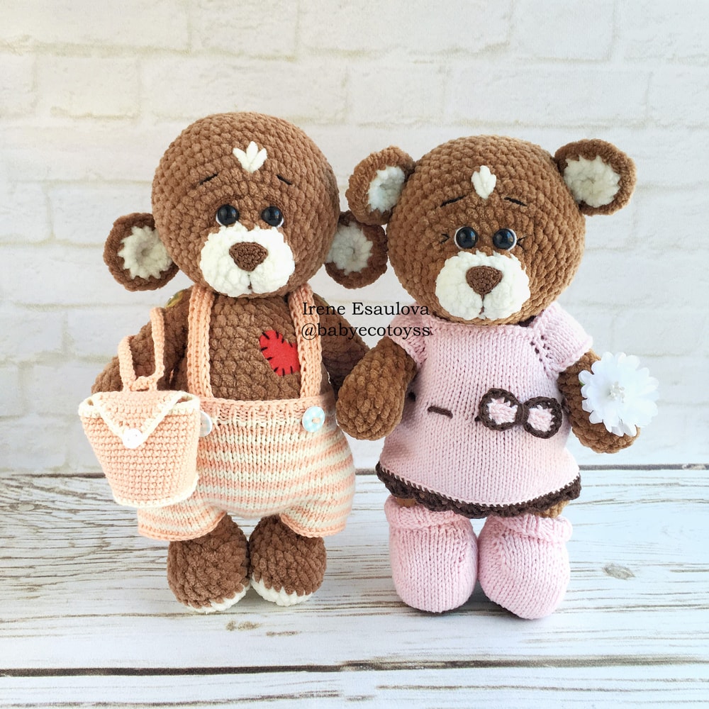 Crochet Amigurumi Pattern Teddy Bear Brownie With KNITTING Outfit 0
