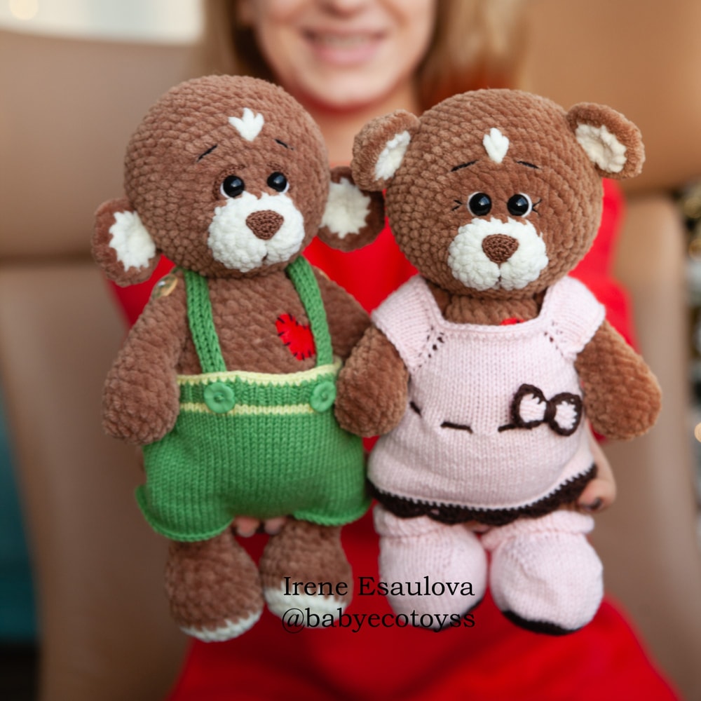 Crochet Amigurumi Pattern Teddy Bear Brownie With KNITTING Outfit 1