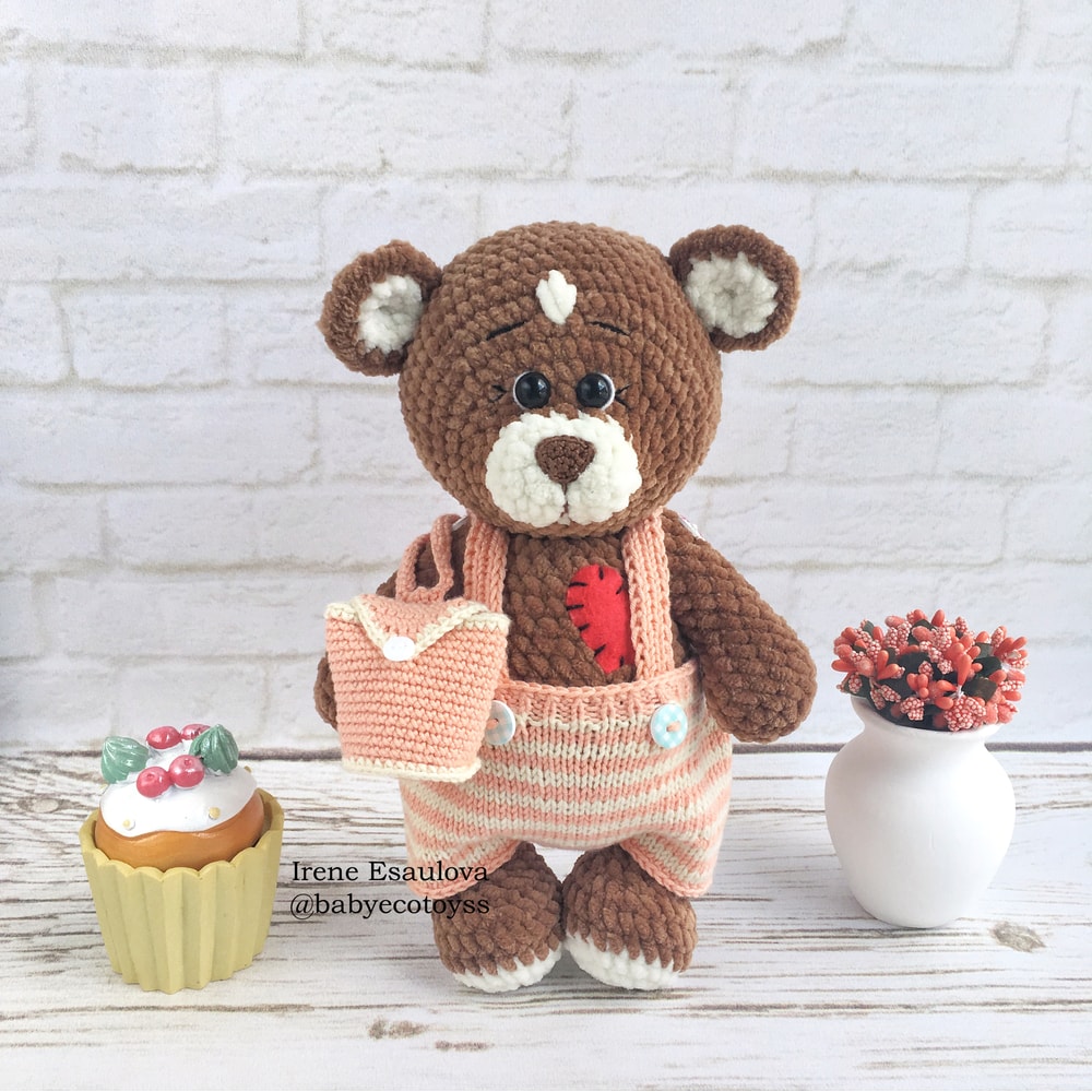 Crochet Amigurumi Pattern Teddy Bear Brownie With KNITTING Outfit 3