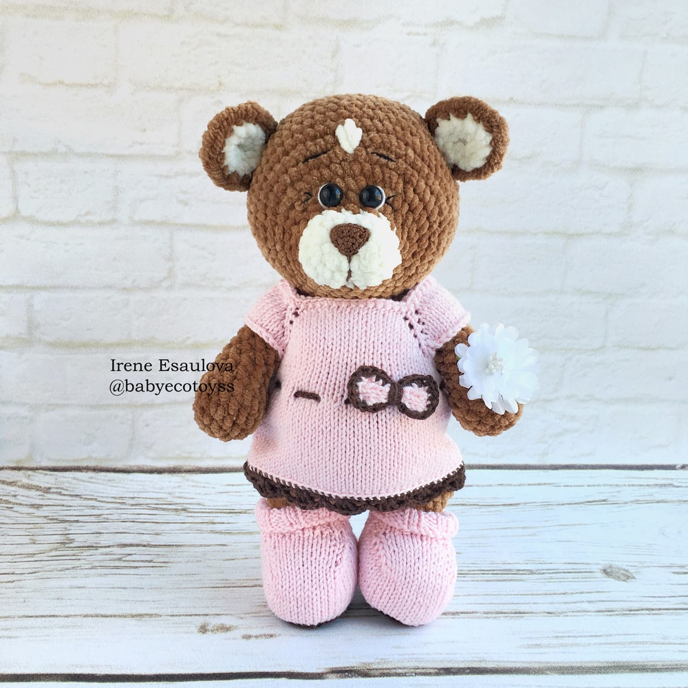 Crochet Amigurumi Pattern Teddy Bear Brownie With KNITTING Outfit 9