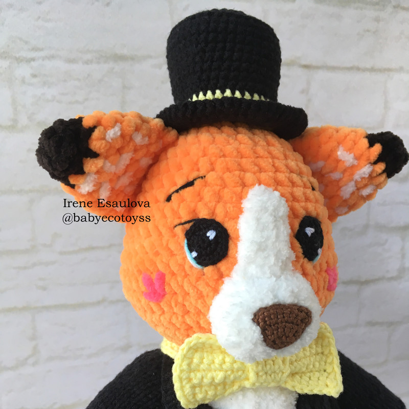 Crochet And Knitting Amigurumi Pattern Plush Fox Ferdy With Knitting Outfit 2