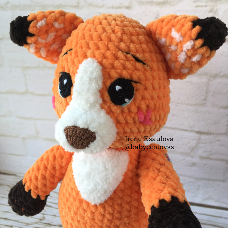 Crochet And Knitting Amigurumi Pattern Plush Fox Ferdy With Knitting Outfit 6