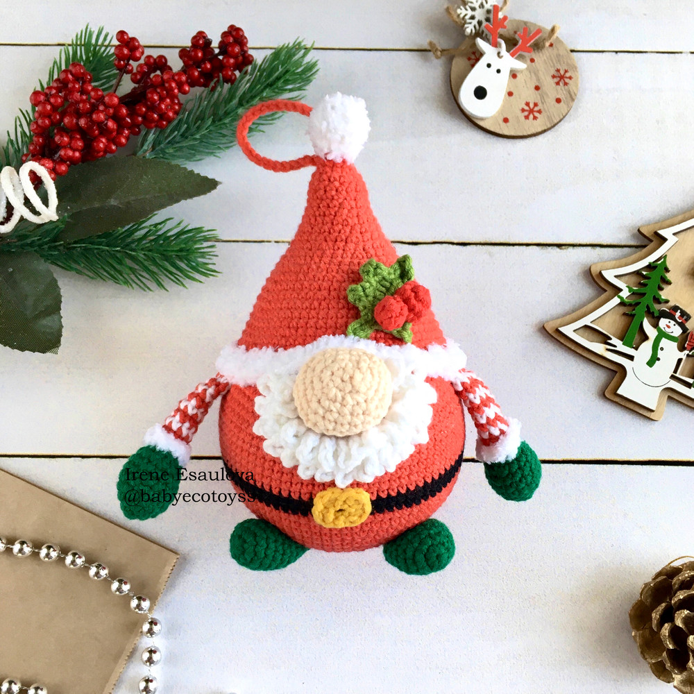 Crochet Amigurumi Pattern Christmas Santa Gnome Christmas Tree Ornaments 3