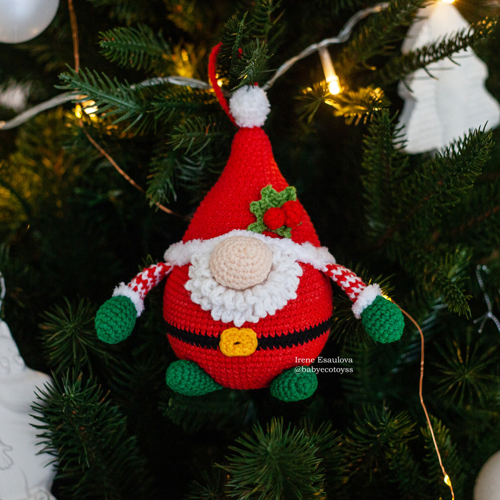 Crochet Amigurumi Pattern Christmas Santa Gnome Christmas Tree Ornaments 4