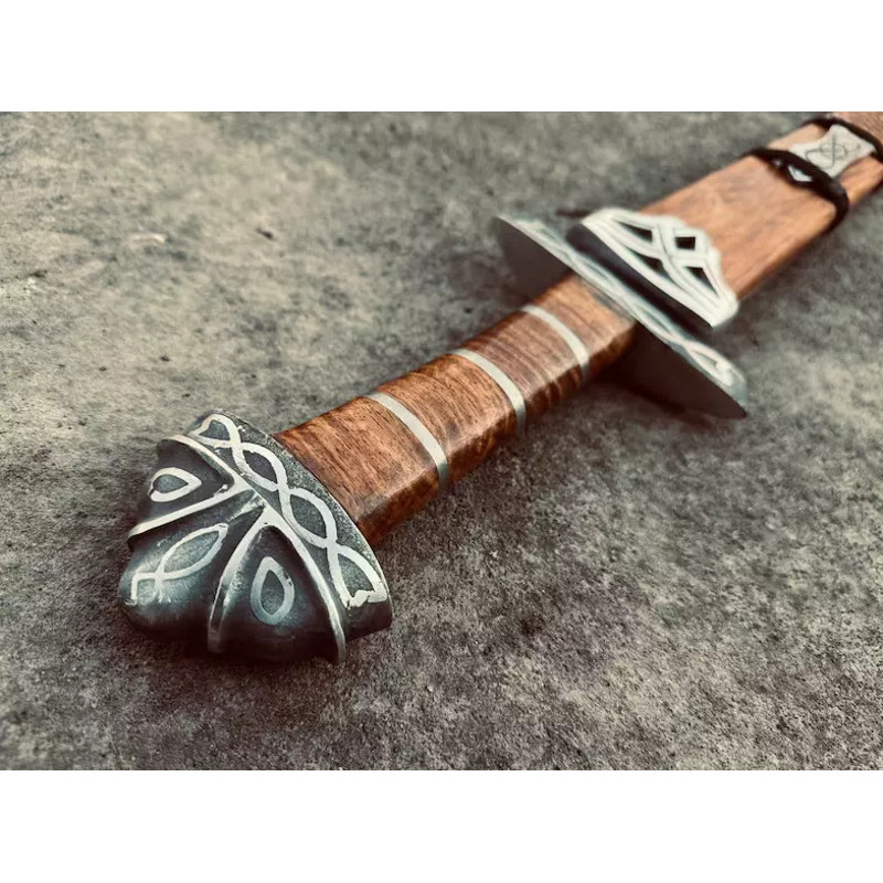 Full Tang Damascus Viking Wooden Godfred Northmen Sword With Scabbard 3