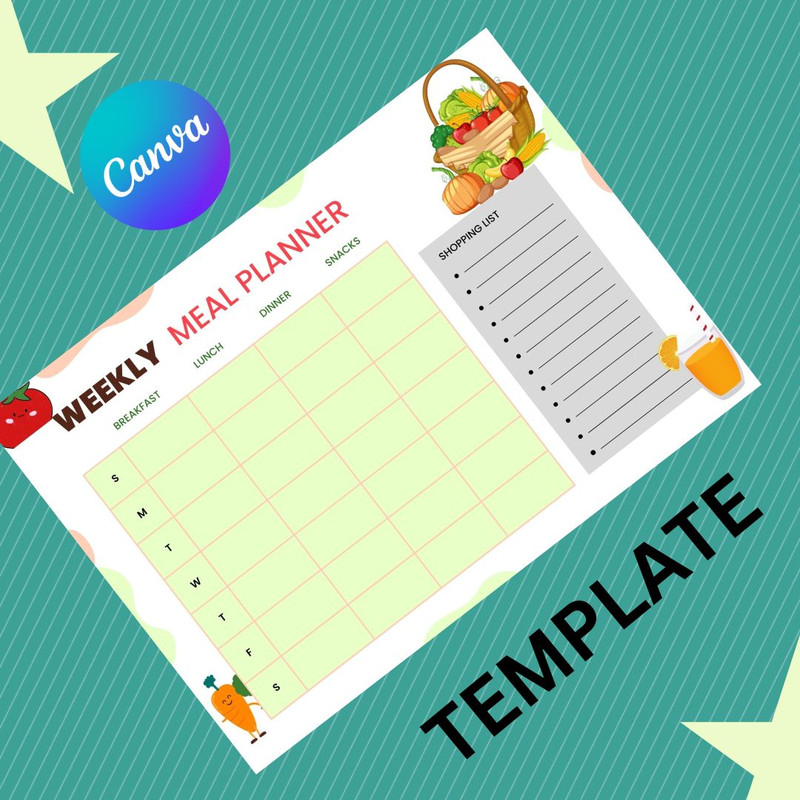 Meal Plan And Grocery List Templates Editable PDF Bundle For Weekly Meal Planning And ShoppingWeekly Meal Planner 0
