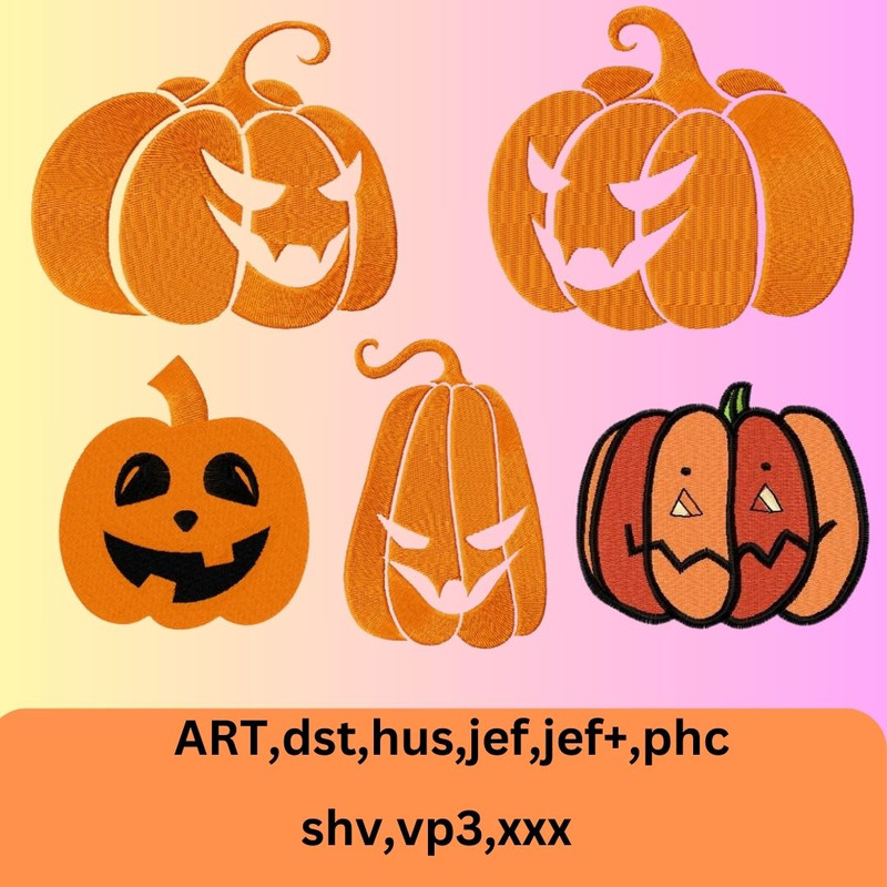 Halloween Pumpkin Embroidery FileFall Pumpkin Embroidery DesignSpooky DIY Digital Pattern For Instant Download 0
