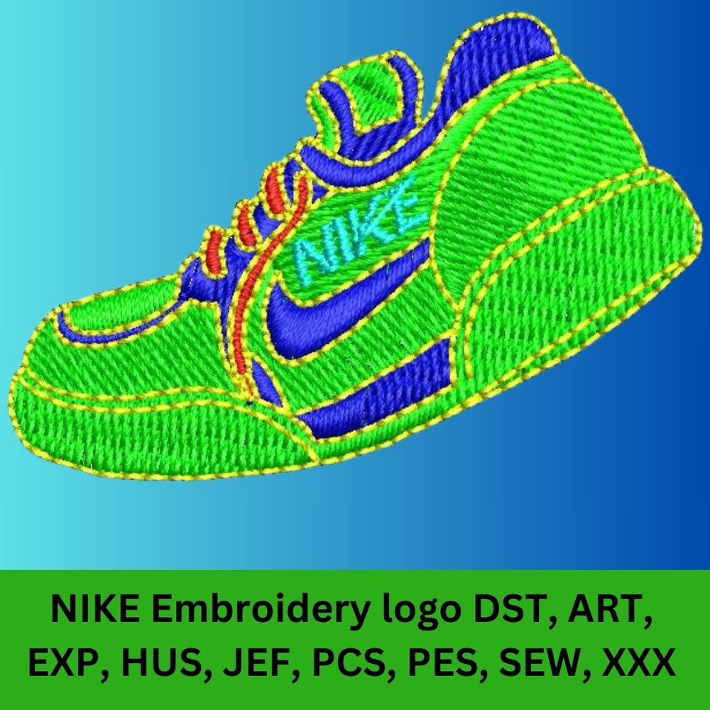 Custom Green Nike Shoe Embroidery DesignPerfect For Sneakers Apparel And AccessoriesShoe Applique Embroidery Design 0