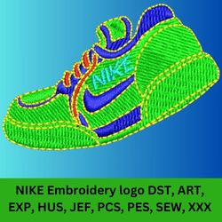 custom green nike shoe embroidery design,perfect for sneakers, apparel, and accessories,shoe applique embroidery design