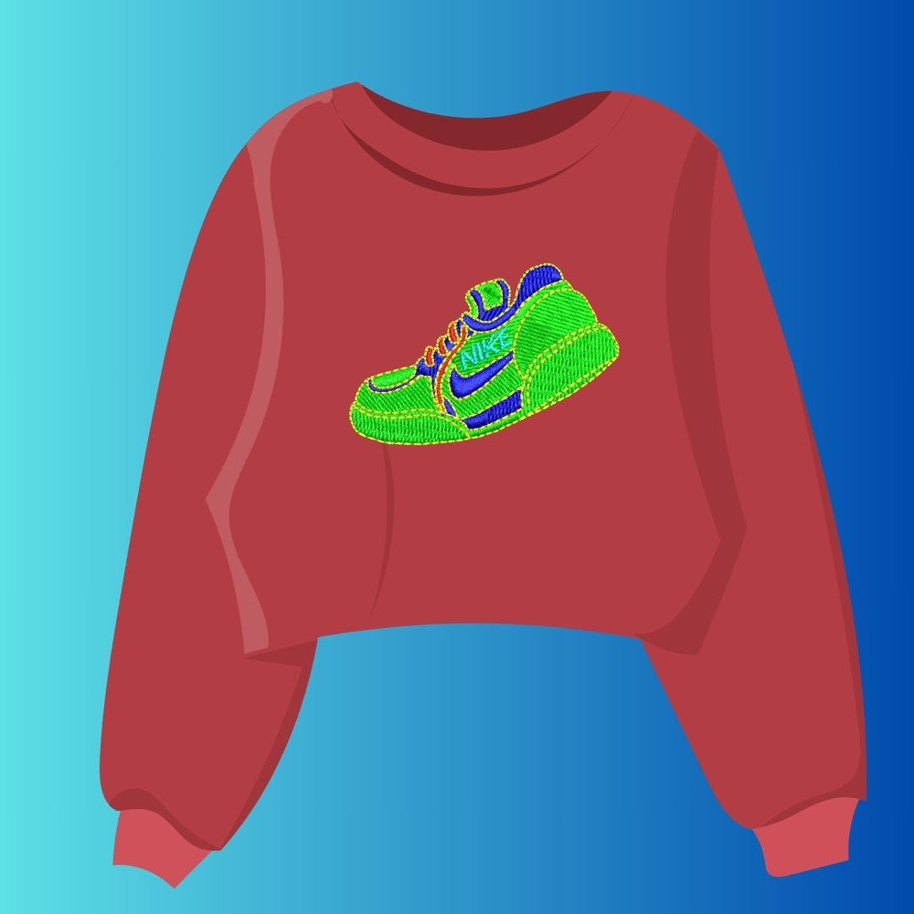 Custom Green Nike Shoe Embroidery DesignPerfect For Sneakers Apparel And AccessoriesShoe Applique Embroidery Design 1