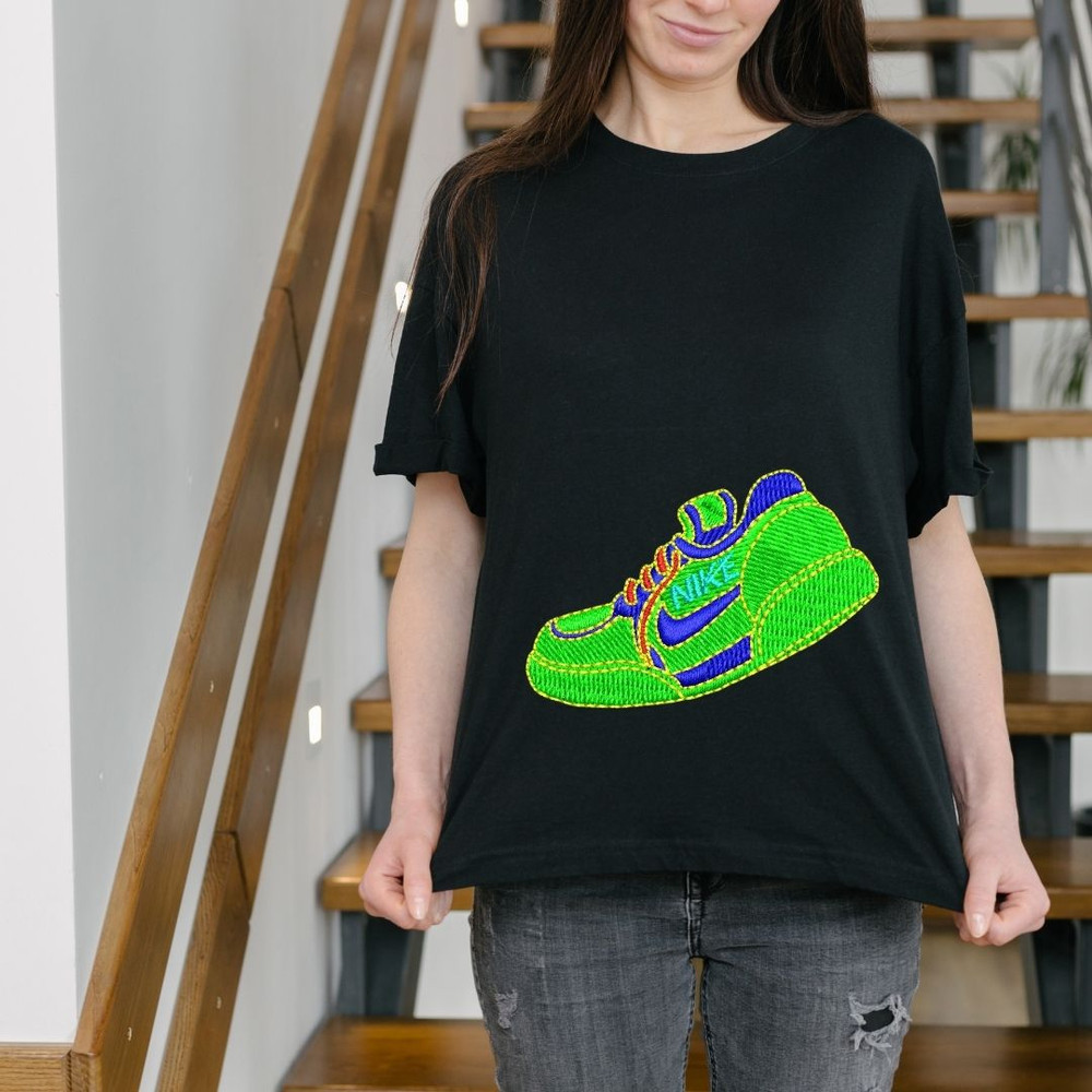 Custom Green Nike Shoe Embroidery DesignPerfect For Sneakers Apparel And AccessoriesShoe Applique Embroidery Design 2