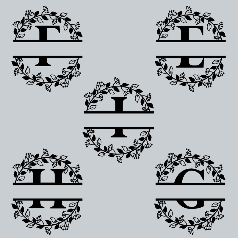 Cute Split Monogram Letters SVG Bundle Family Monogram Font Alphabet SVG Cut Files For Cricut Silhouette 2