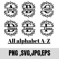 cute split monogram letters svg bundle family monogram font alphabet svg cut files for cricut & silhouette .