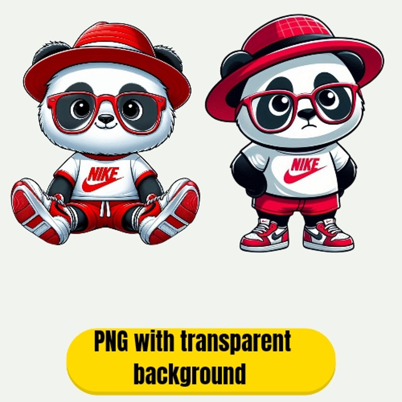 Cute Trendy Nike Panda Logo Design For TShirts Cups Kids Apparel Custom Digital Downloads 0