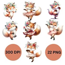 watercolor dancing baby fox clipart - perfect for cards, t-shirts, mugs & more