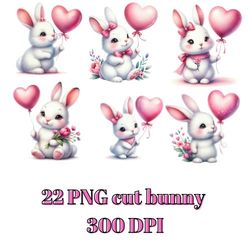 bunny holding a heart clipart - perfect for cards, t-shirts, mugs & more