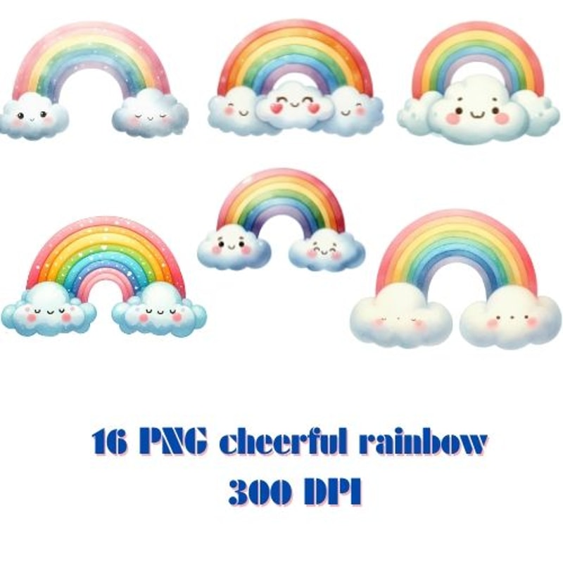 Cheerful Rainbow Clipart Perfect For Cards Tshirts Mugs More 0