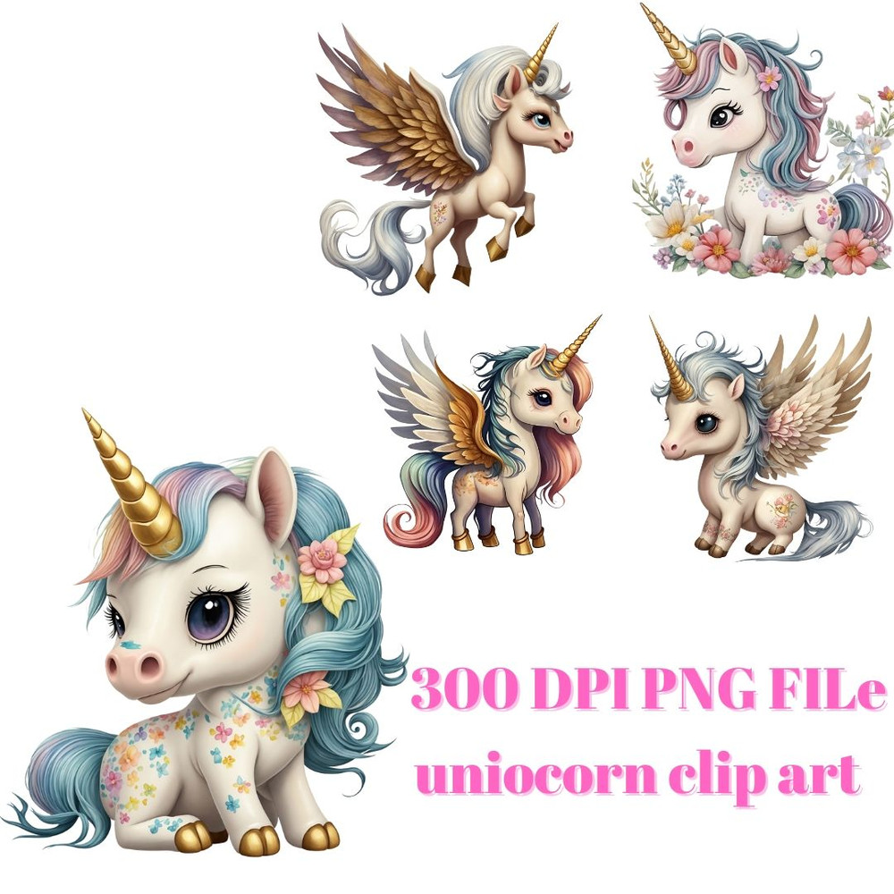 Cute Fairy Unicorn Clipart Bundle For Tshirts Home Decor Stickers Tumblers Stationery Party Items   0