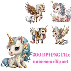 cute fairy unicorn clipart bundle for t-shirts, home decor, stickers, tumblers, stationery, party items & more