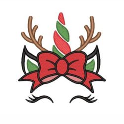 christmas cute unicorn embroidery design