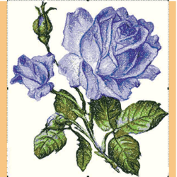 blue rose photo stitch embroidery design - multiple formats available