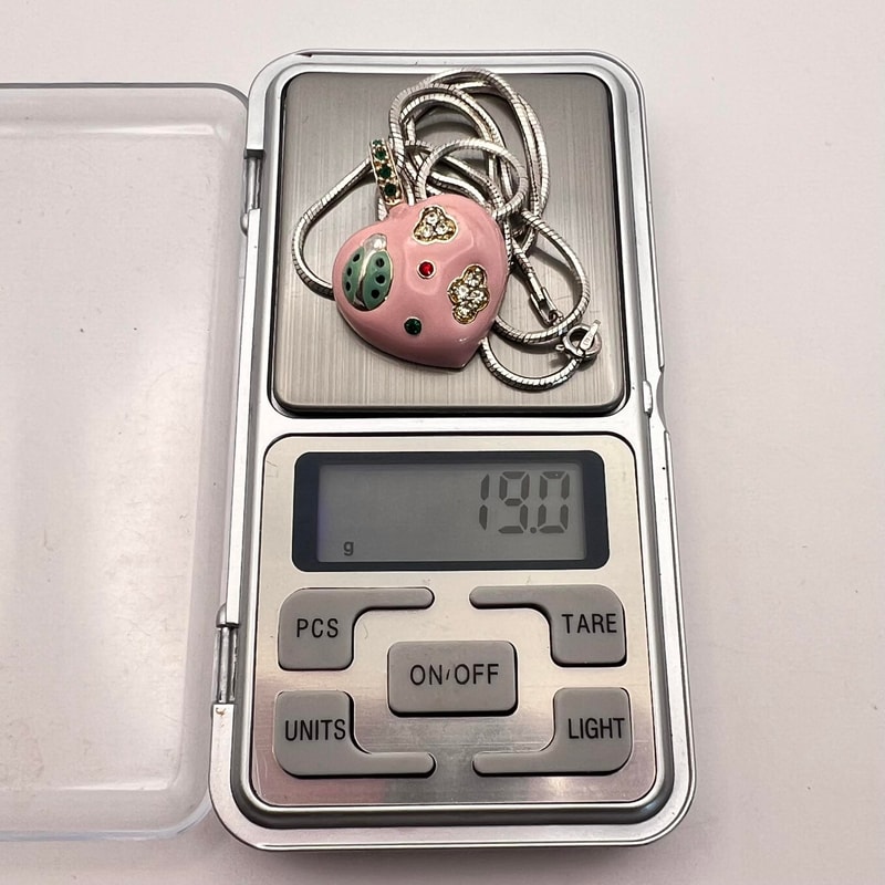 Designer Huge Vintage Sterling Silver 925 Jewelry Chain Necklace Pendant Heart Enamel Italy 2