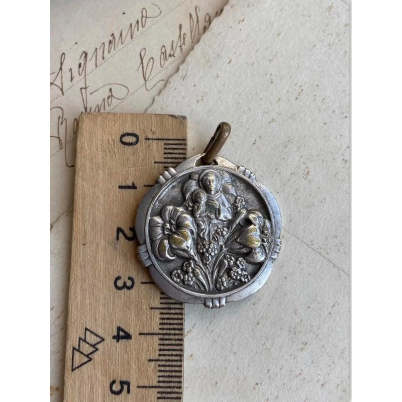 Vintage Christian Silver Plated Pendant Jesus Chain Necklace Sterling Silver 925 Marked 1